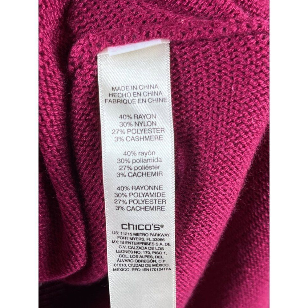 Chico's Touch of Cashmere Fringe Hem Pullover Sweater Size 1 Medium Magenta Pink - Picture 5 of 8